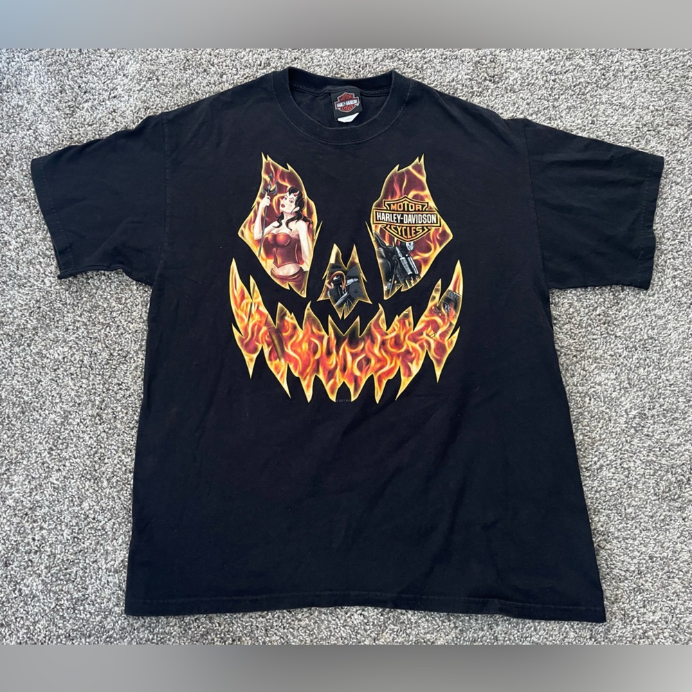 Men’s Harley Davidson 2011 Grand Canyon Halloween Jack O’Lantern T-Shirt Size L